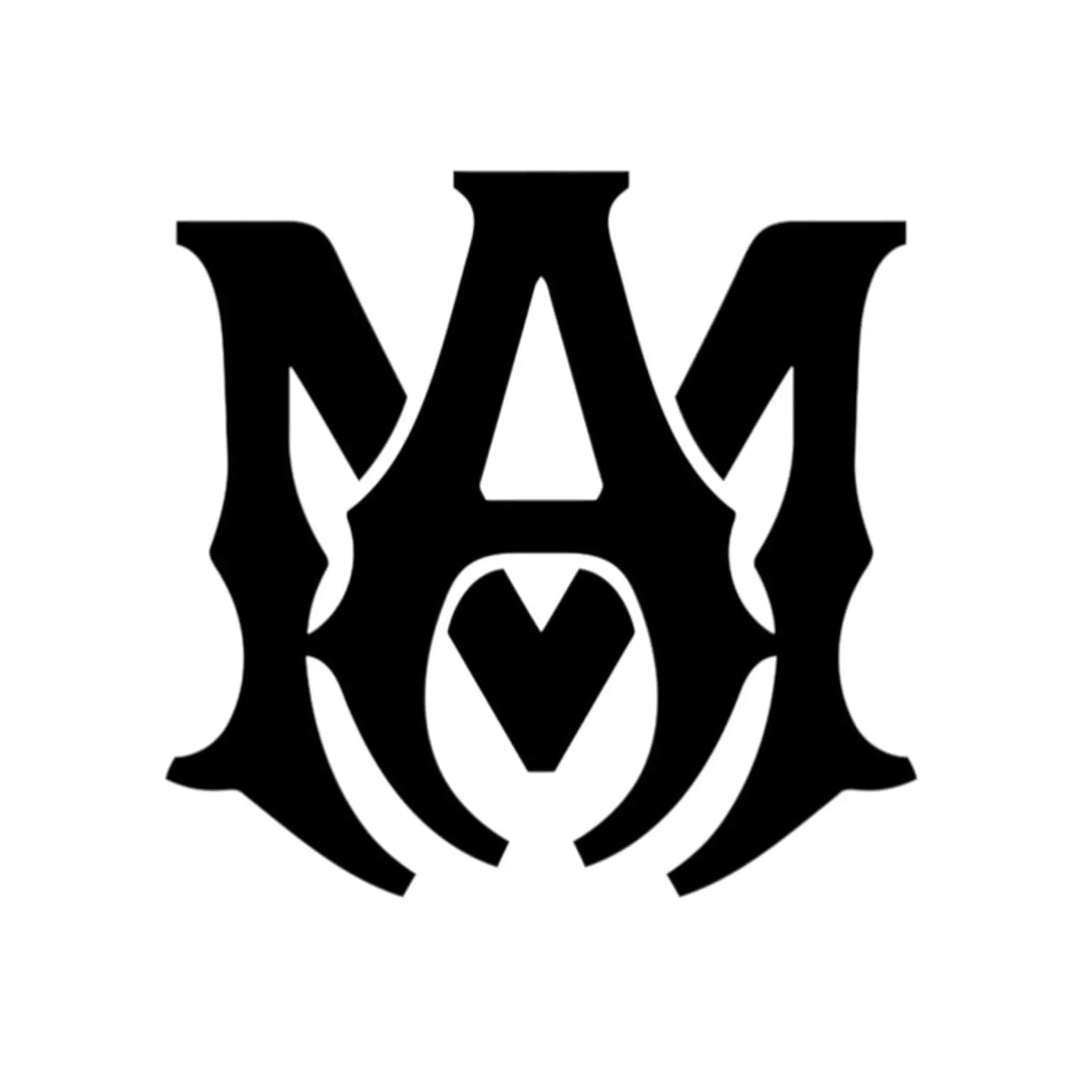 Logo noir de la marque Amiri, monogramme gothique avec cœur central