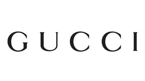 Logo Gucci en lettres noires sur fond blanc