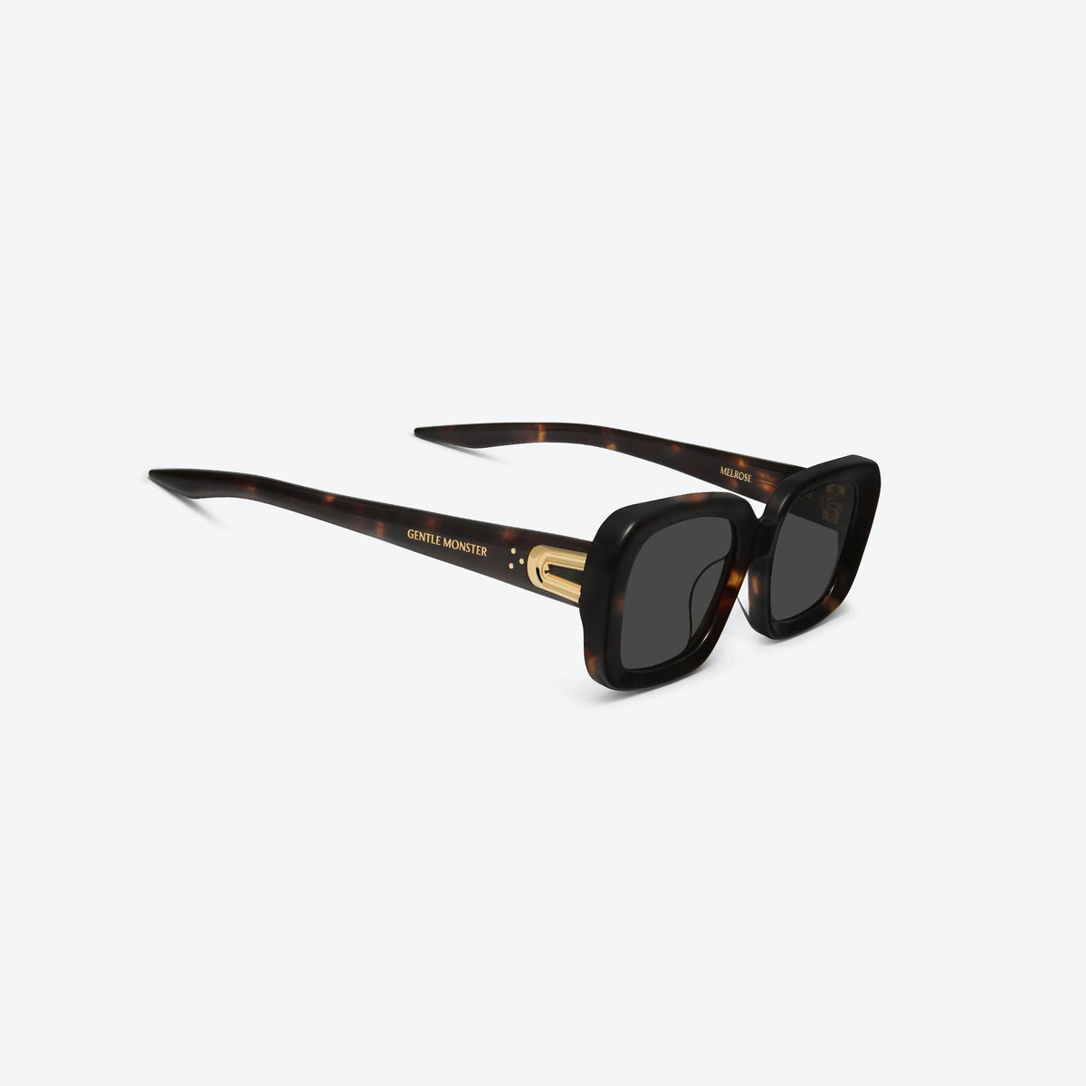 Lunettes de soleil femme Gentle Monster Melrose T1, monture écaille de tortue avec détails dorés