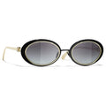 Lunettes de soleil ovales Chanel - Noir, or et gris by Skyler Eyes