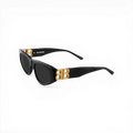 Lunettes de soleil Balenciaga Dynasty D-Frame en Eastman Acetate noir avec branches dorées et logo BB.